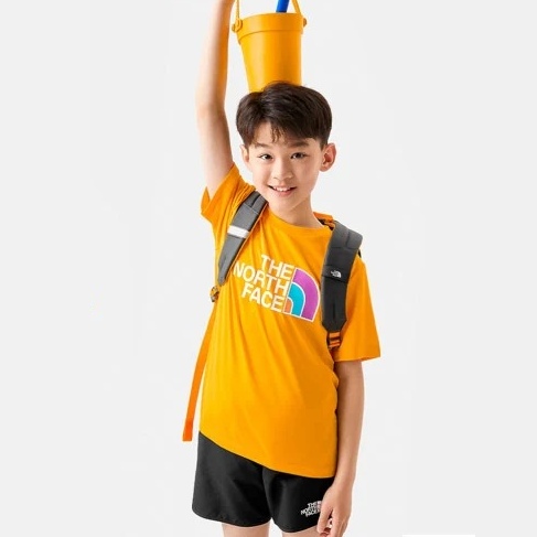 【美國 The North Face】兒童 FLASHDRY吸濕透氣短袖圓領T恤(亞洲版型)/81NF-56P 黃色 N✿30E010